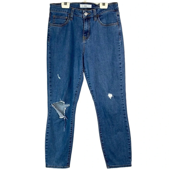VANS High Waist Skinny Jeans Blue Medium Wash Distressed Busted Knee Skater 28 - Picture 2 of 11